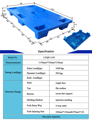 HDPE 7 Kaki Pallet Plastik Ringan Pallet Nestable Tugas Berat
